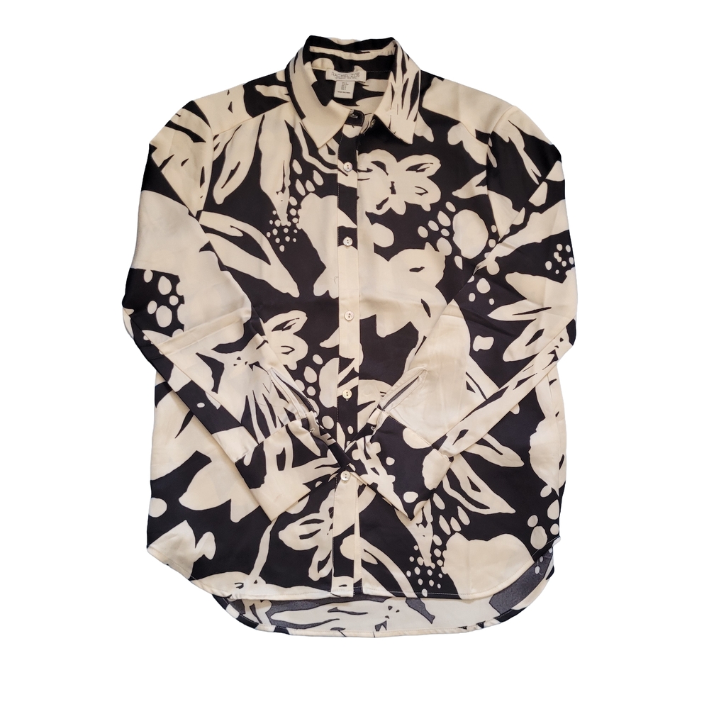 Rachel Zoe Black & White Floral Button-Up Shirt Size Small